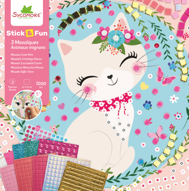 Sycomore Stick'N Fun S Mosaics Craft Kit Cute Pets