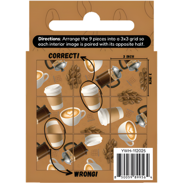 Fun Squared Games Coffee Squzzle 9-Piece Brain Teaser Tile Puzzle