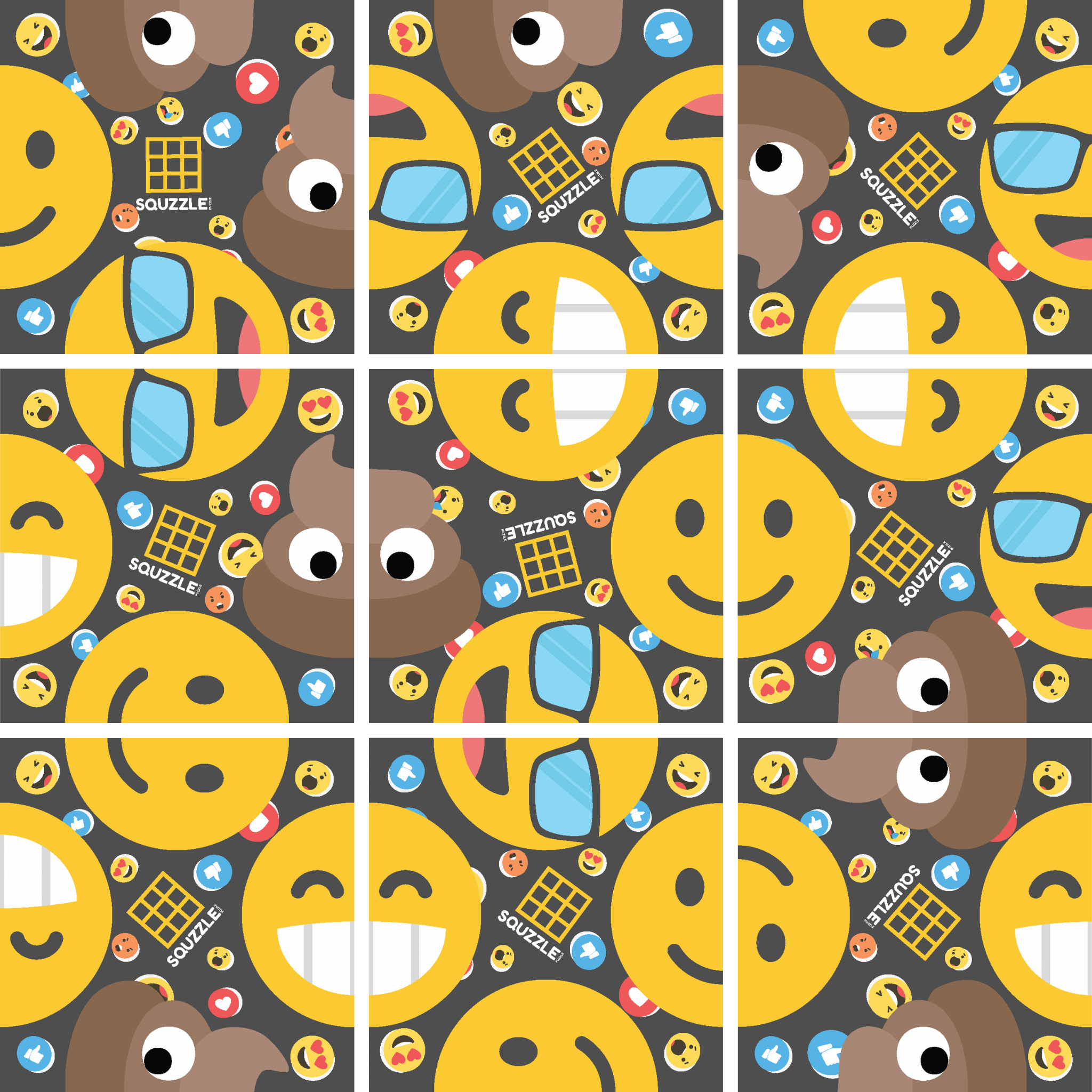 Emoji Squzzle 9-Piece Brain Teaser Puzzle Fun Squared Travel Game