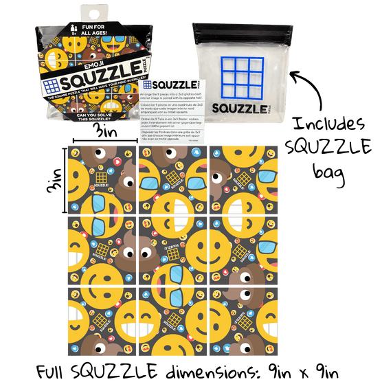 Emoji Squzzle 9-Piece Brain Teaser Puzzle Fun Squared Travel Game
