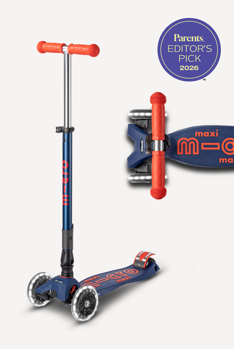 Maxi LED Foldable Navy and Red Micro Scooter