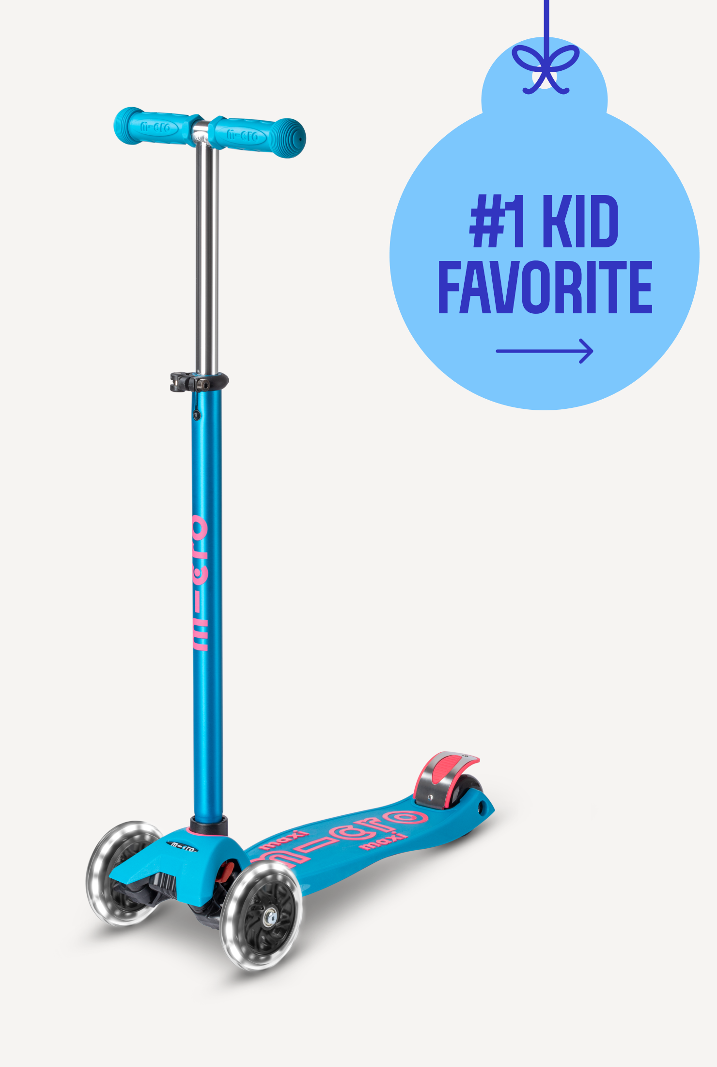Micro Maxi LED Scooter: Light-Up Wheels, Adjustable Handlebar, Grows with Kids