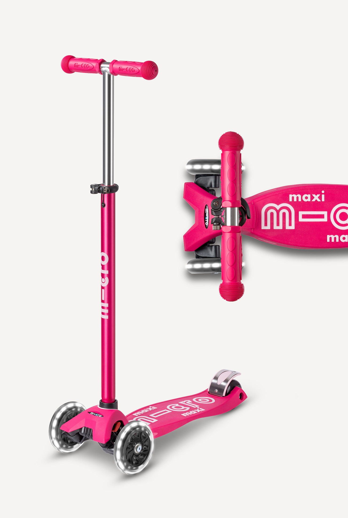 Micro Maxi LED Scooter: Light-Up Wheels, Adjustable Handlebar, Grows with Kids