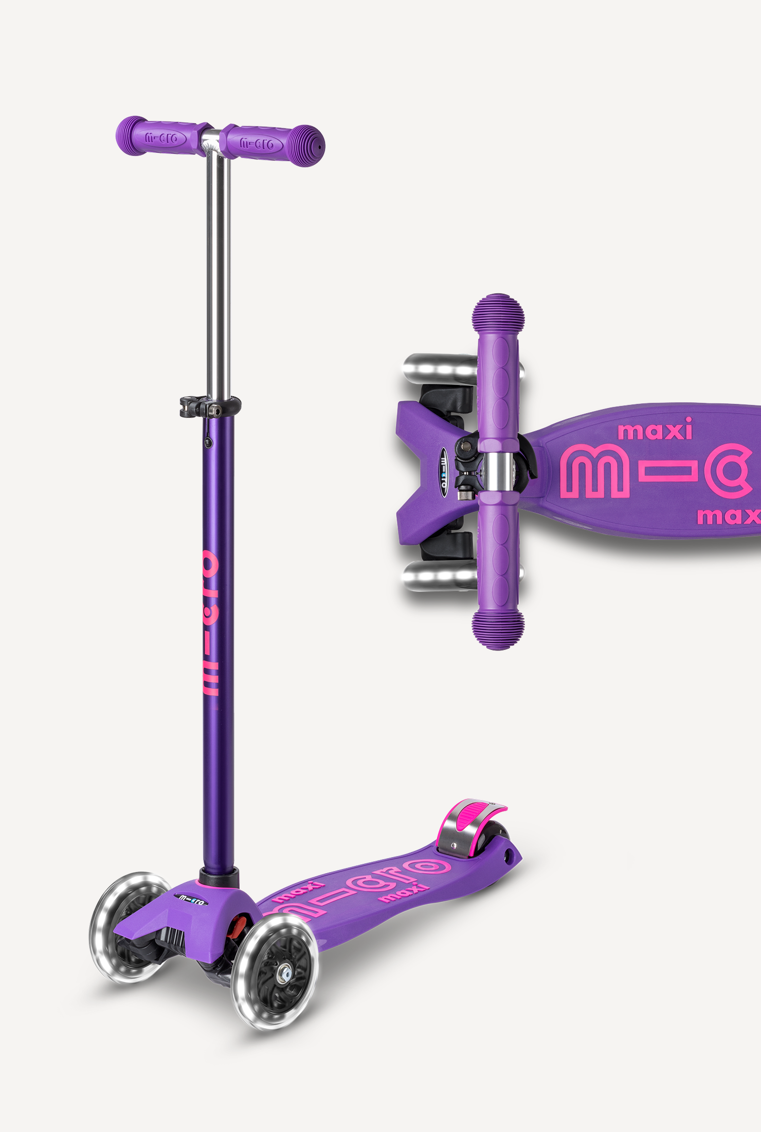 Micro Maxi LED Scooter: Light-Up Wheels, Adjustable Handlebar, Grows with Kids