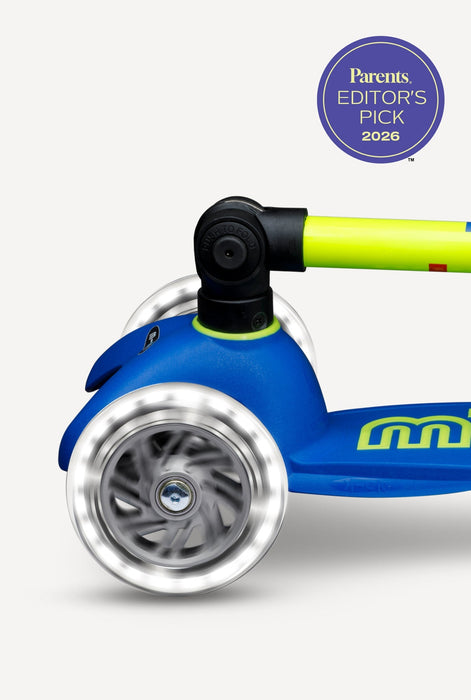 Mini Foldable LED Micro Scooter Blue and Yellow Neon
