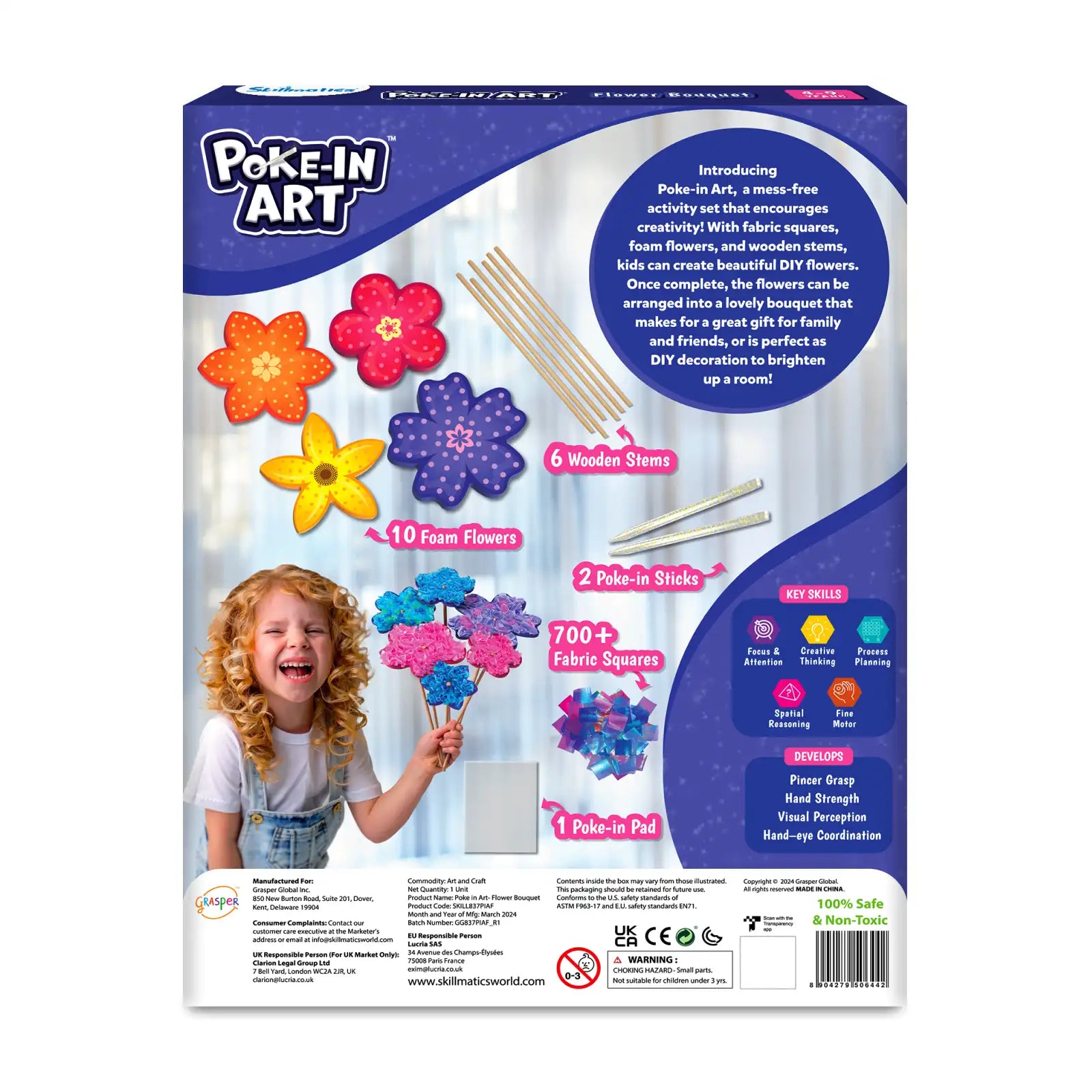 Skillmatics Poke-in Art Flower Bouquet Mess-Free Craft Kit for Kids