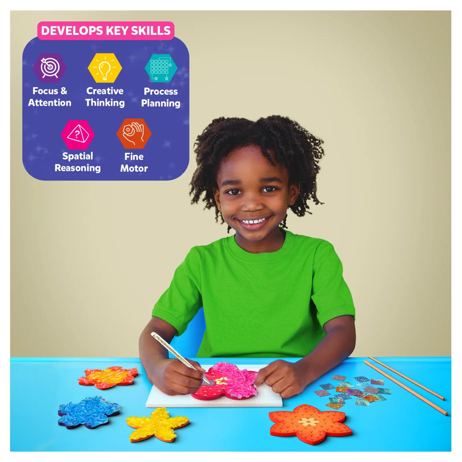 Skillmatics Poke-in Art Flower Bouquet Mess-Free Craft Kit for Kids