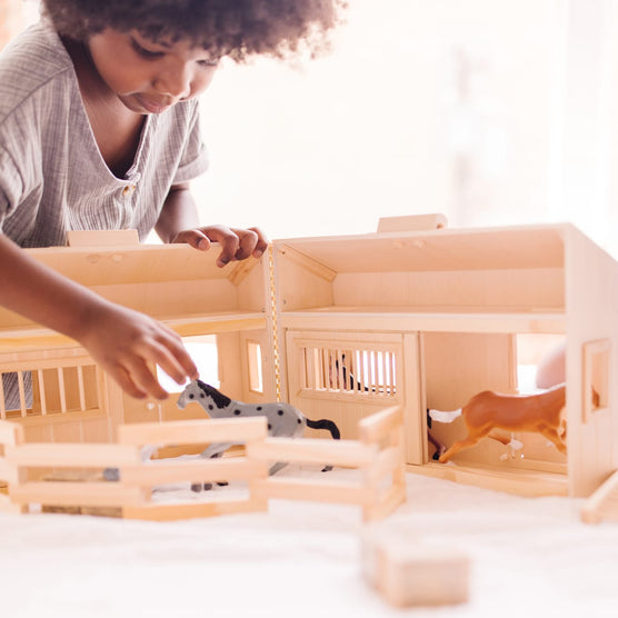 Melissa & Doug Fold & Go Wooden Horse Stable Playset