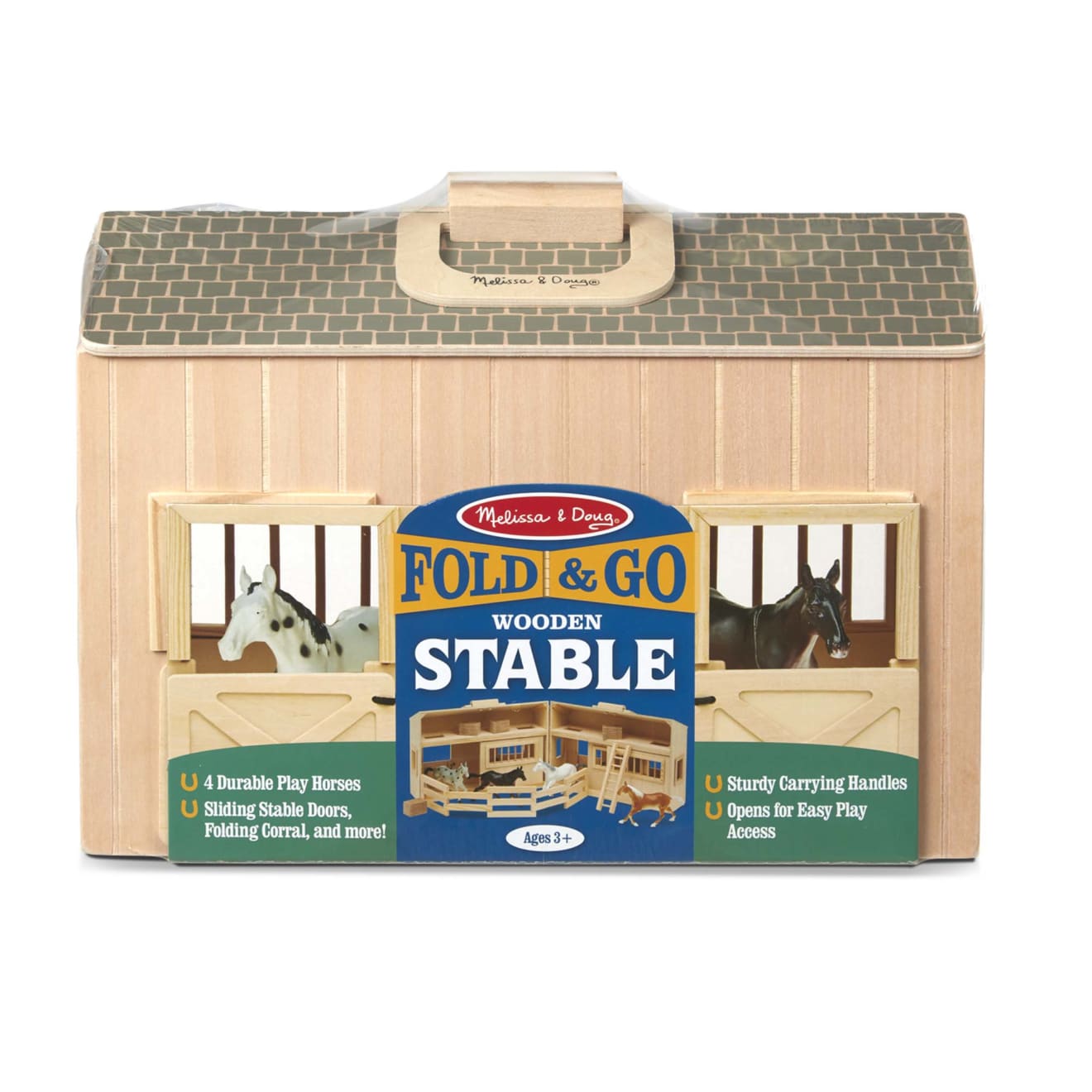 Melissa & Doug Fold & Go Wooden Horse Stable Playset