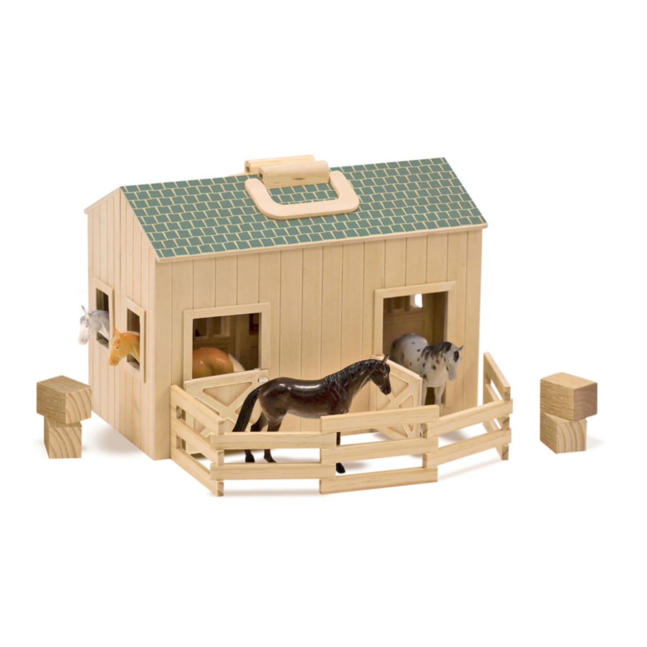 Melissa & Doug Fold & Go Wooden Horse Stable Playset