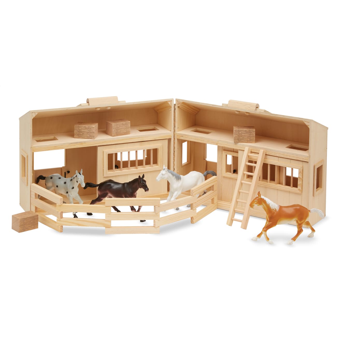 Melissa & Doug Fold & Go Wooden Horse Stable Playset