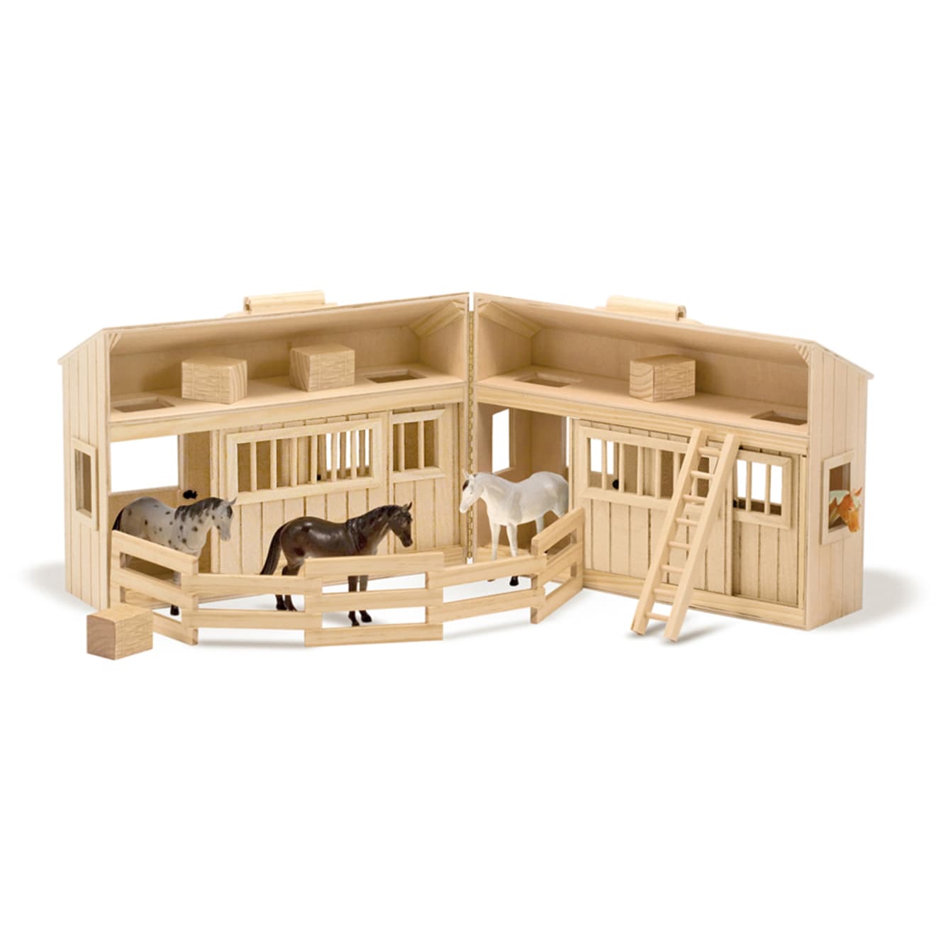 Melissa & Doug Fold & Go Wooden Horse Stable Playset