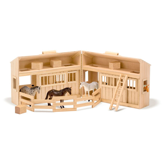 Melissa & Doug Fold & Go Wooden Horse Stable Playset