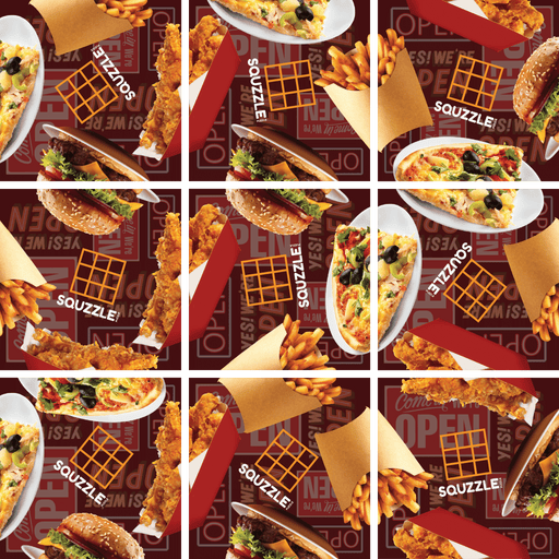 Captivating 9-Piece Food Squzzle Puzzle: Brain Teasing Square Game