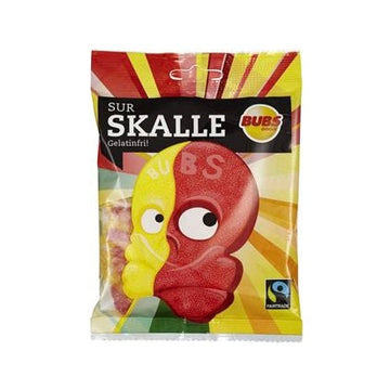 Bubs Godis Cool Red and Yellow Skull Swedish Candy