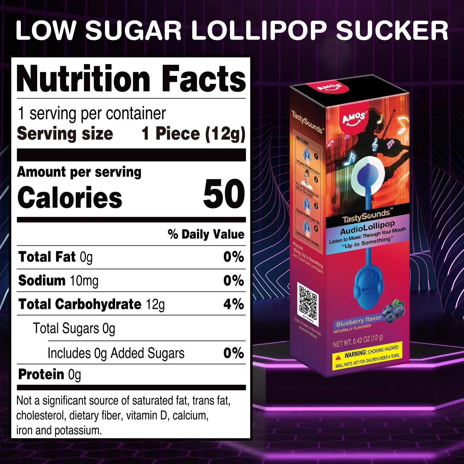 Amos Musical Audio Singing Lollipop Blueberry Flavor Candy