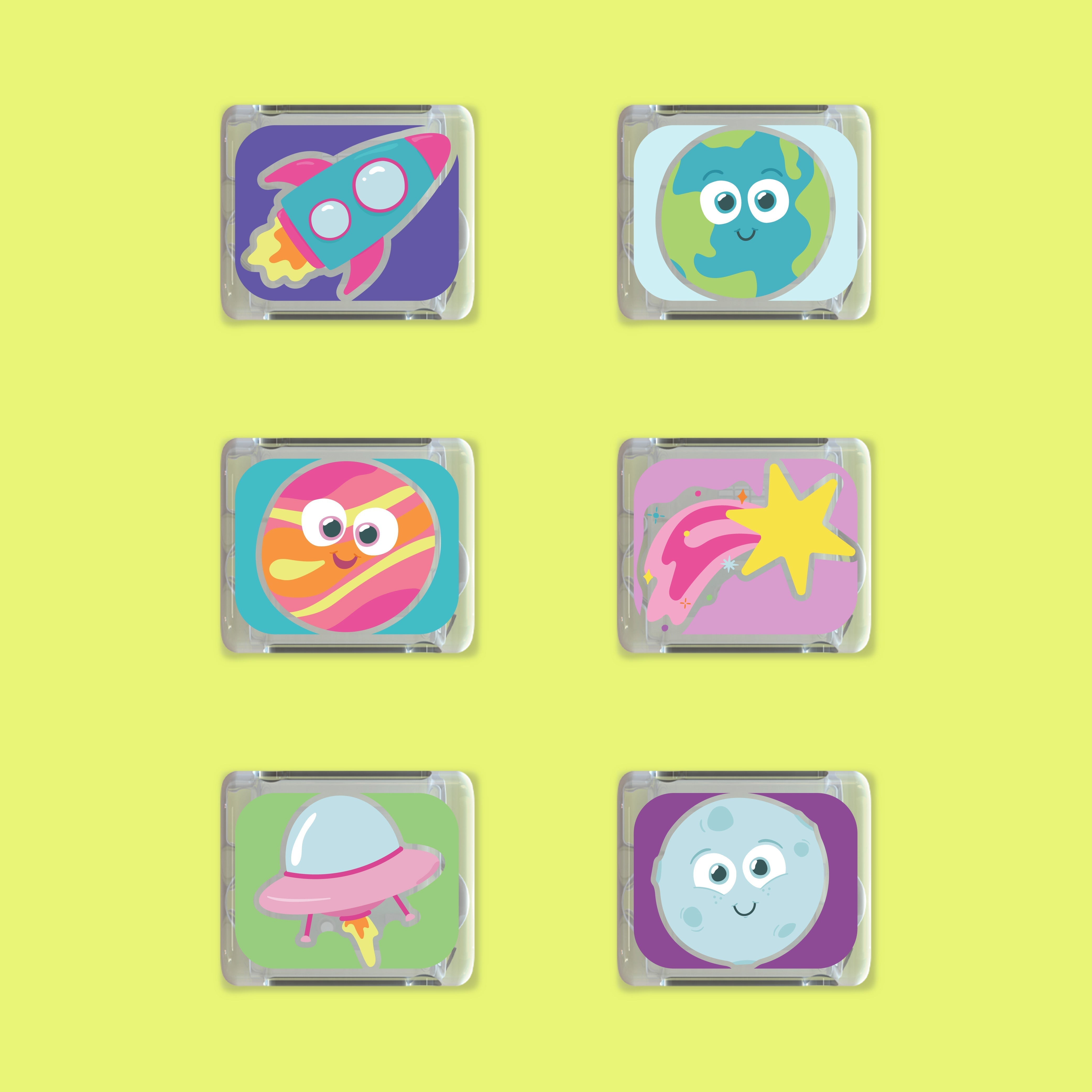 Glo Pals Space Light-Up Sensory Cubes 6-Pack Multi-Color Glow