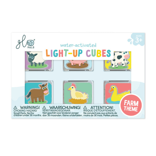 Glo Pals Farm Light-Up Cubes 6-Pack Sensory Toy