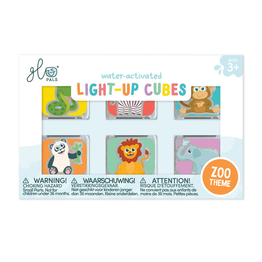 Glo Pals Zoo Light-Up Cubes 6-Pack Sensory Toy Set