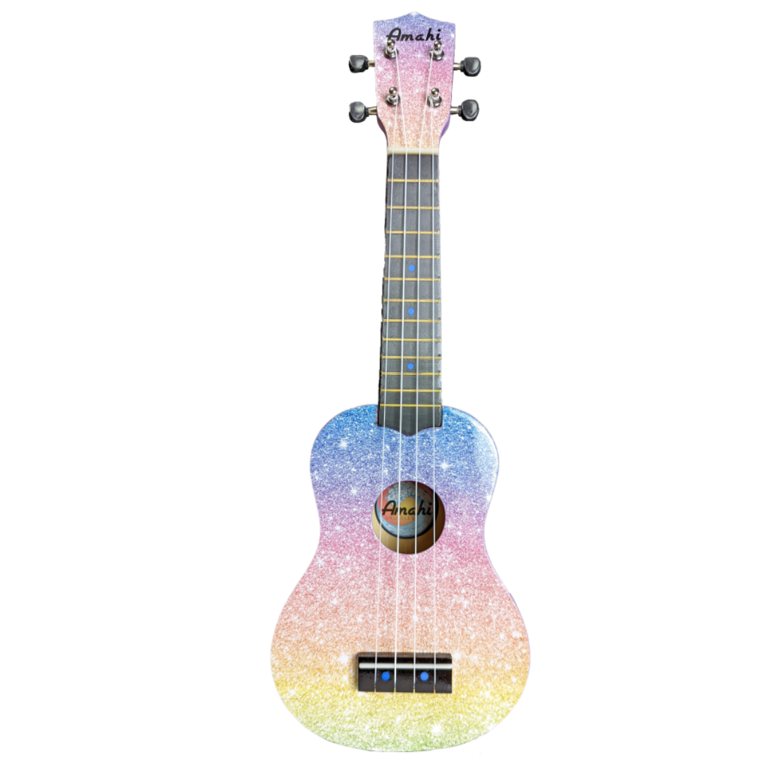 Glitter Rainbow Design Ukulele Soprano