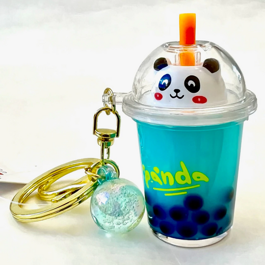 Boba Tea Panda Charm Keychain
