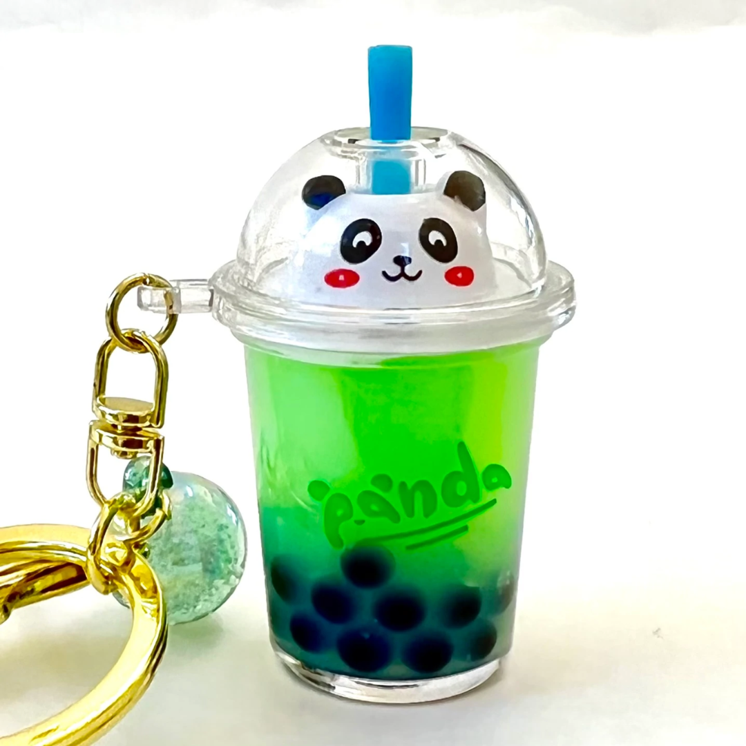 Boba Tea Panda Charm Keychain
