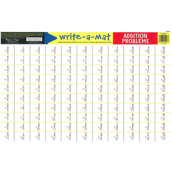 Addition Problems Write-A-Mat Learning Placemat