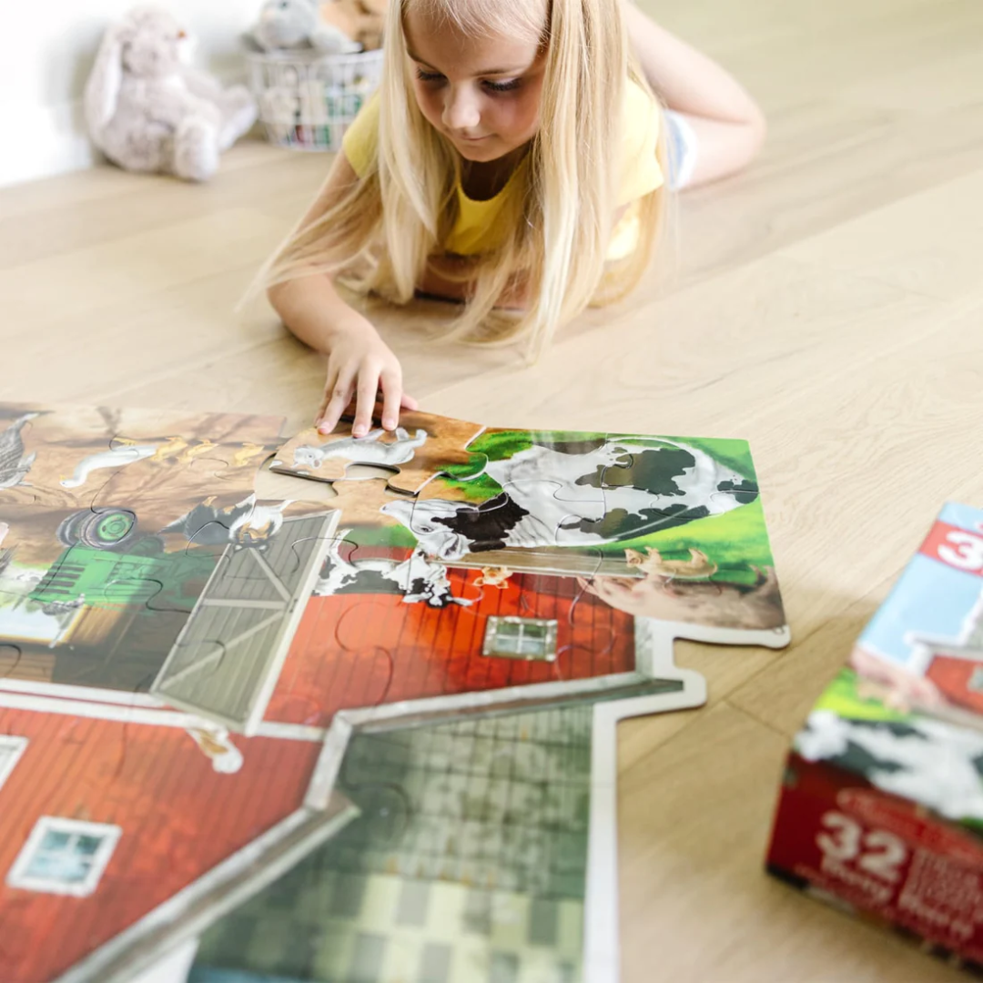 New! Busy Barn Yard Shaped Floor Puzzle - 32 Pieces