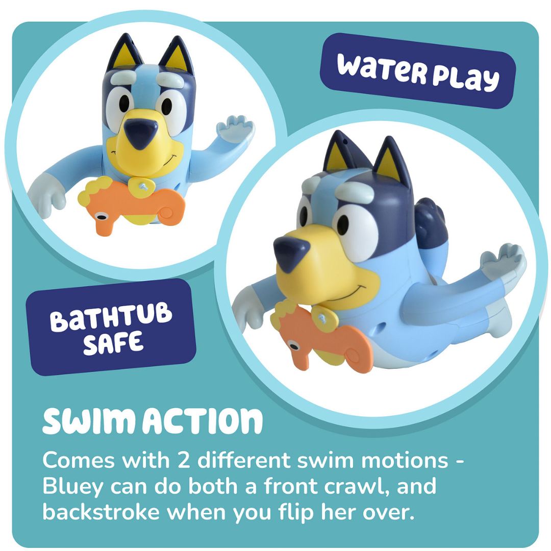 Swimming Bluey Bath Toy with Seahorse