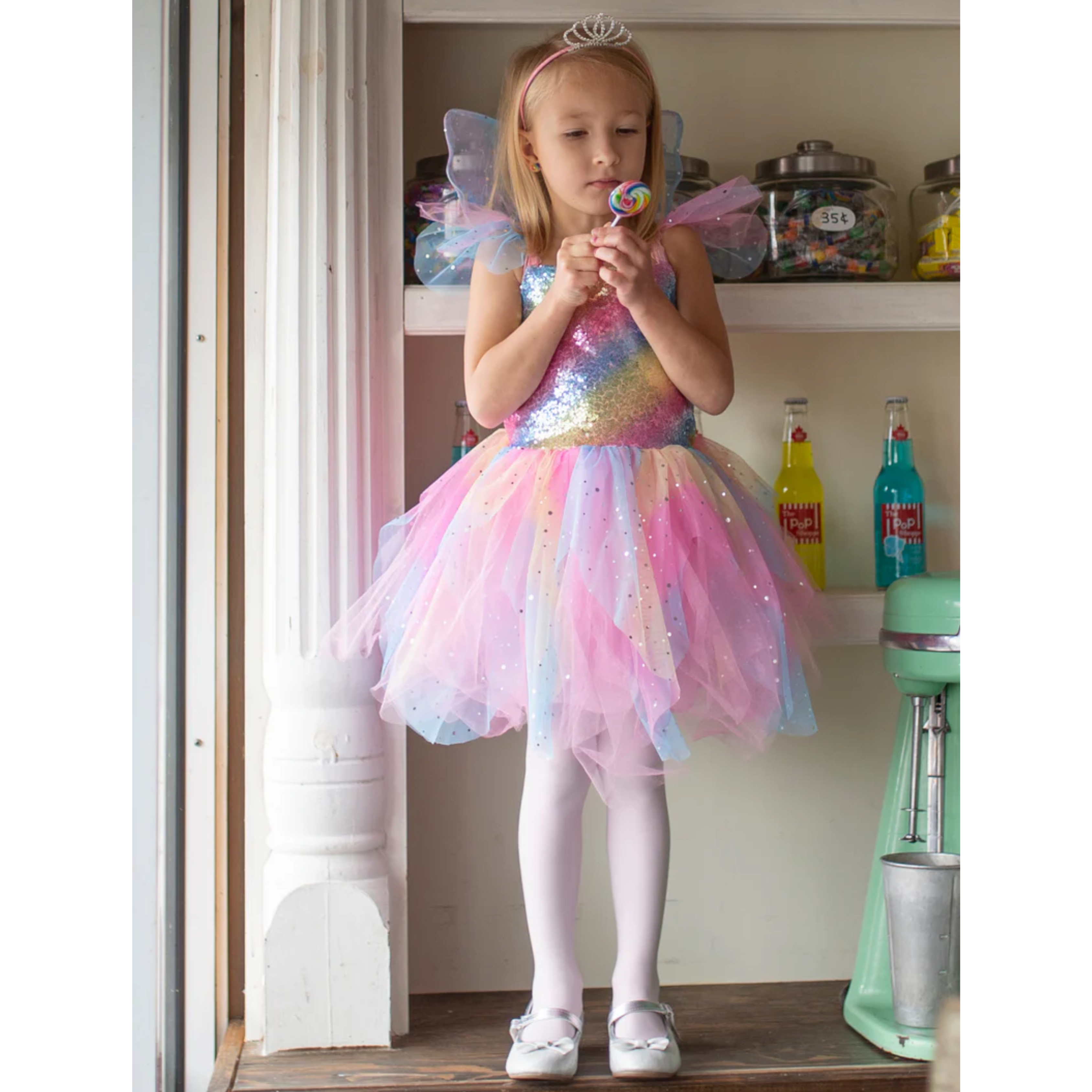 Rainbow Fairy Dress with Wings