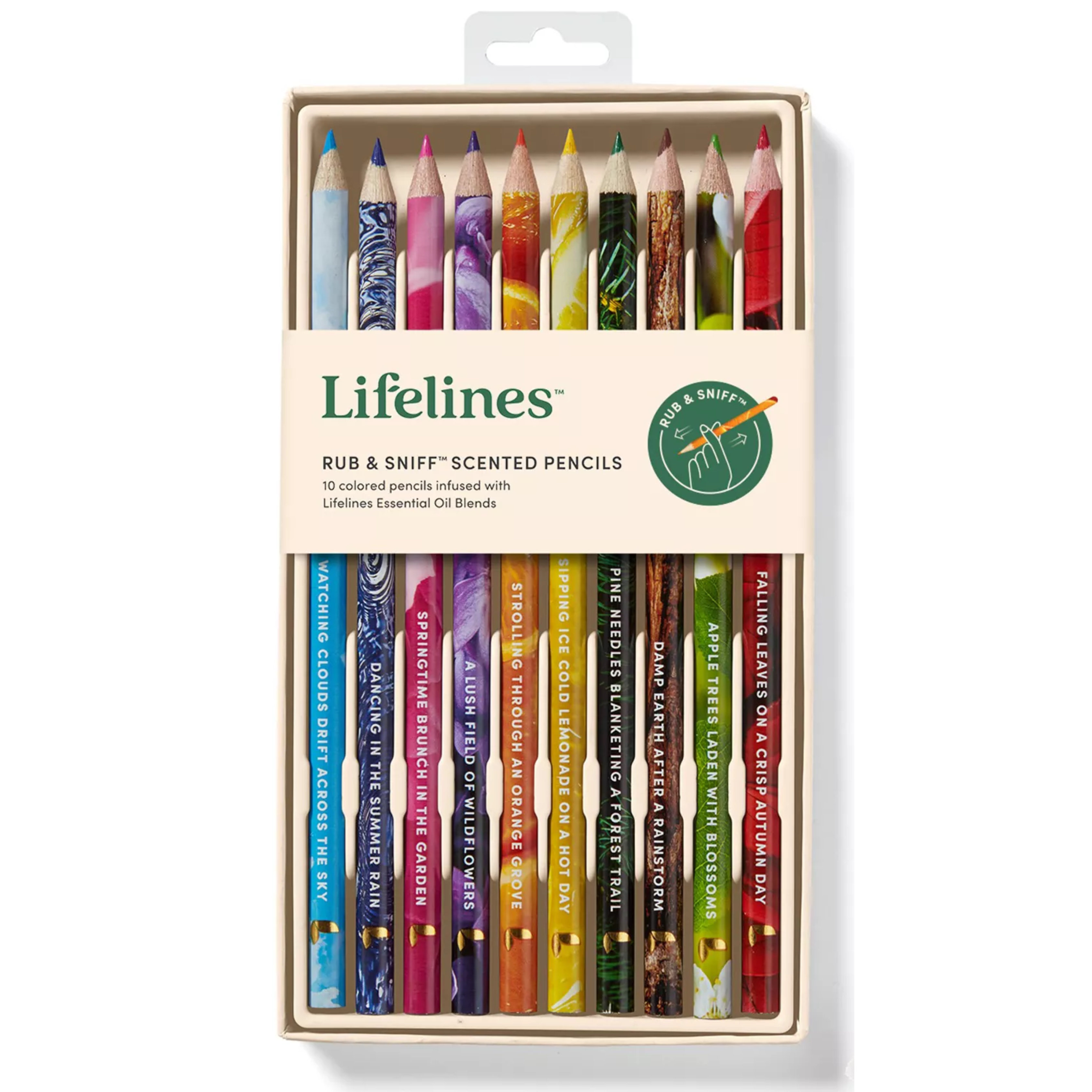 10pk Scented Colored Pencils - Infused with Essential Oil Blends - Lifelines
