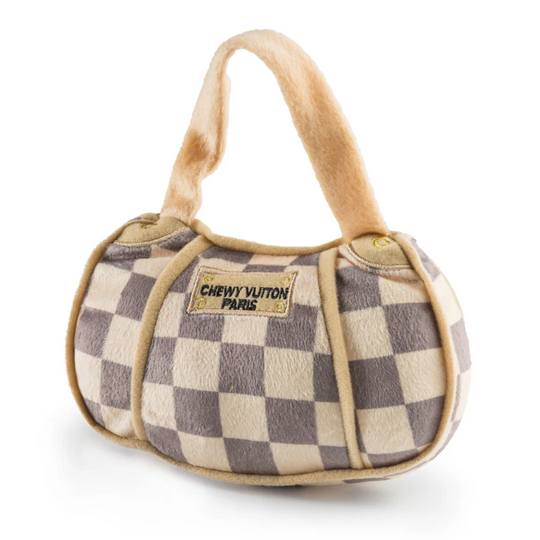 Checker Chewy Vuiton Handbag Dog Chew Toy