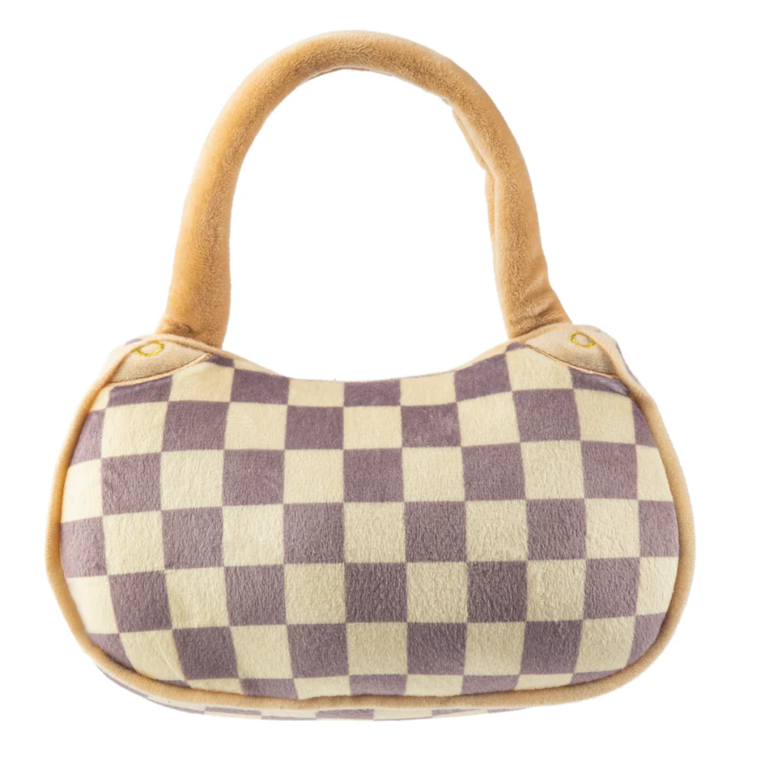 Checker Chewy Vuiton Handbag Dog Chew Toy
