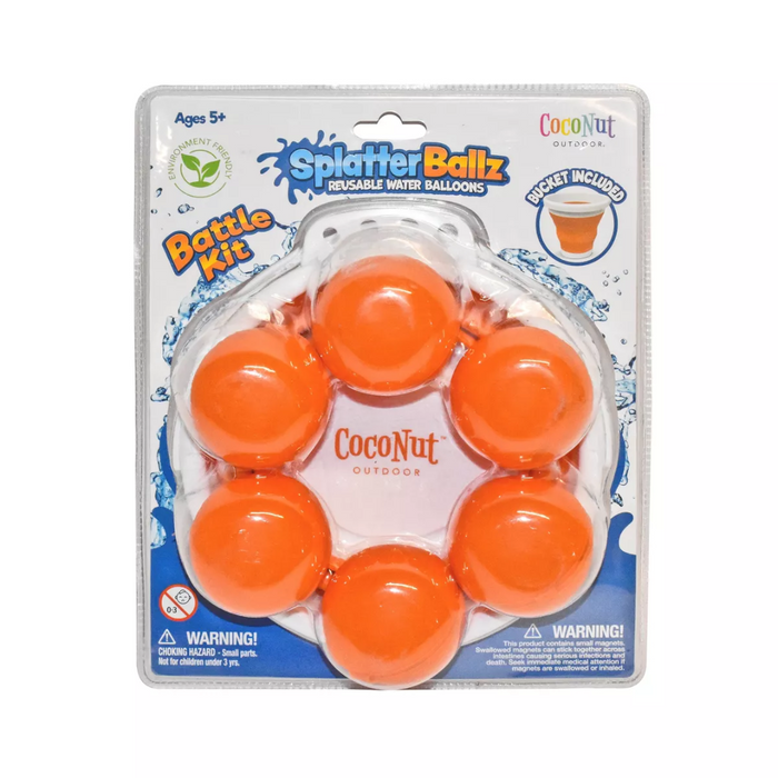 SplatterBallz Reusable Water Balloon Balls with Bucket (6-pack)