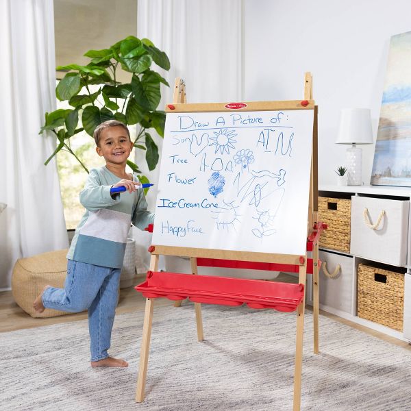 Melissa & Doug Deluxe Magnetic Standing Art Easel With Chalkboard