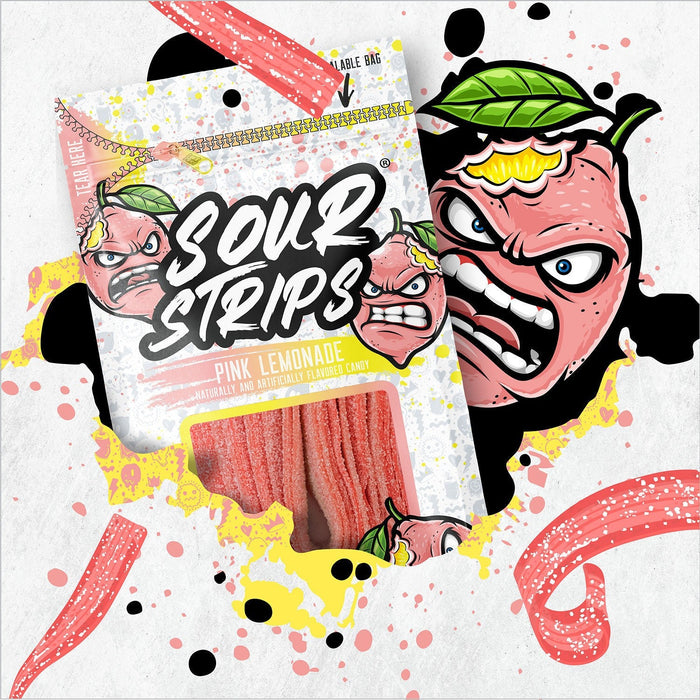 Sour Strips Pink Lemonade Chewy Candy 3.4oz