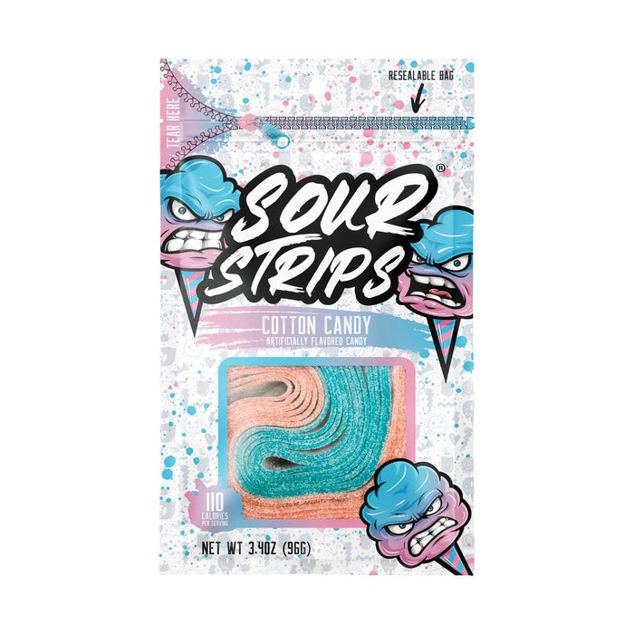 Sour Strips Cotton Candy Flavored Chewy Candy 3.4oz Bag