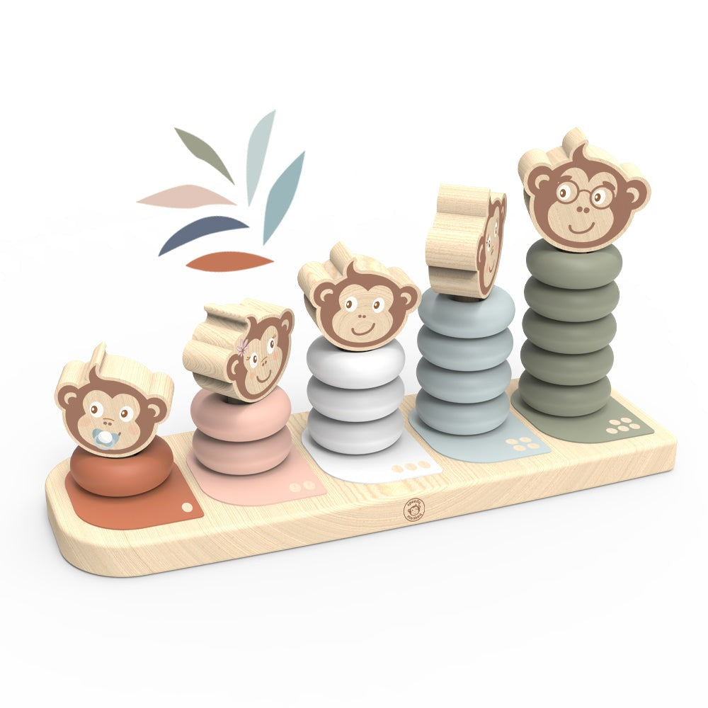 Speedy Monkey Wooden Family Stacker Montessori Educational Toy