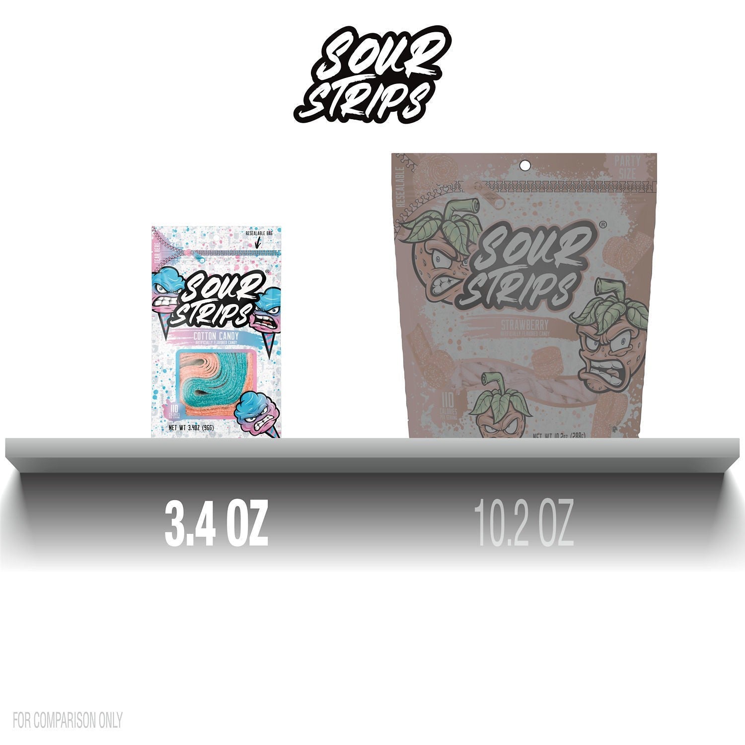 Sour Strips Cotton Candy Flavored Chewy Candy 3.4oz Bag