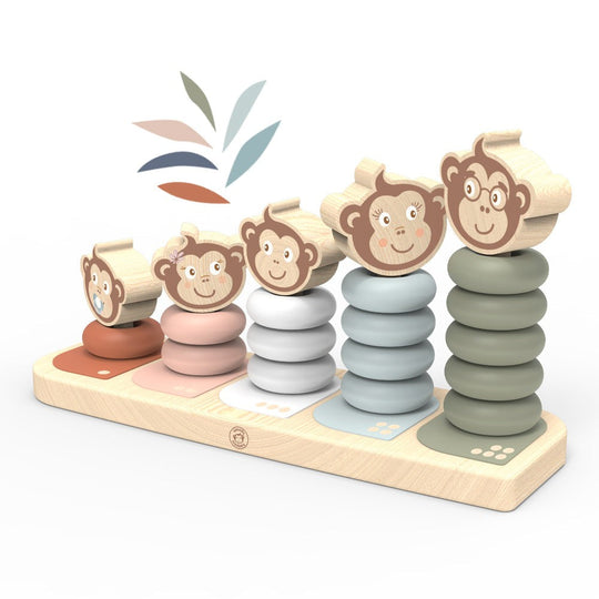 Speedy Monkey Wooden Family Stacker Montessori Educational Toy