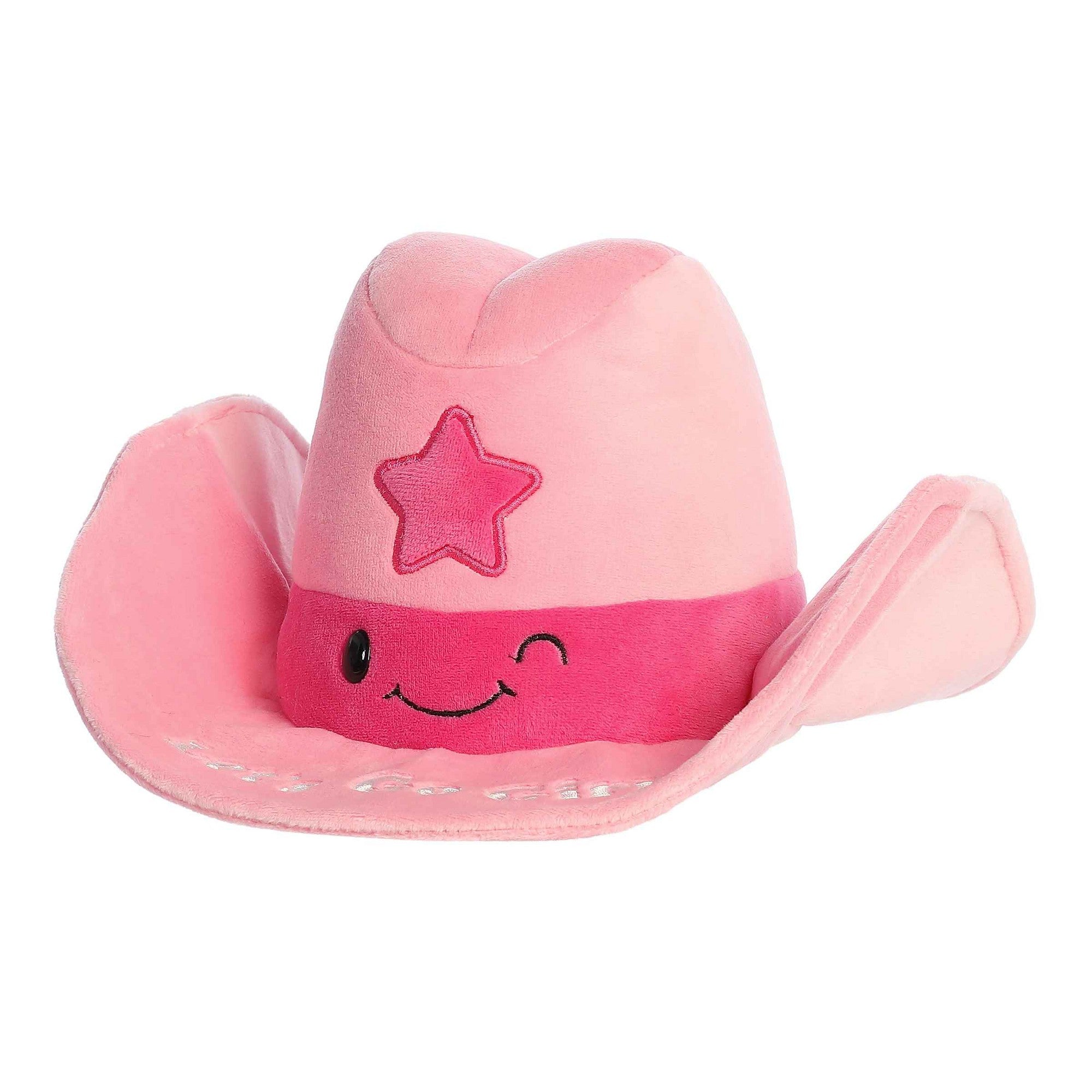 Aurora Just Sayin' Let's Go Girls Cowgirl Hat Plush Pink 11in