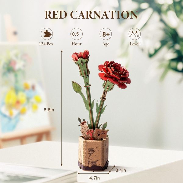 DIY Red Carnation Miniature Bloom Craft Kit