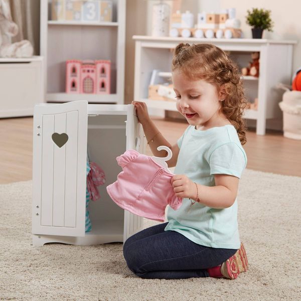 Melissa & Doug Mine to Love Wooden Play Armoire Closet for Dolls