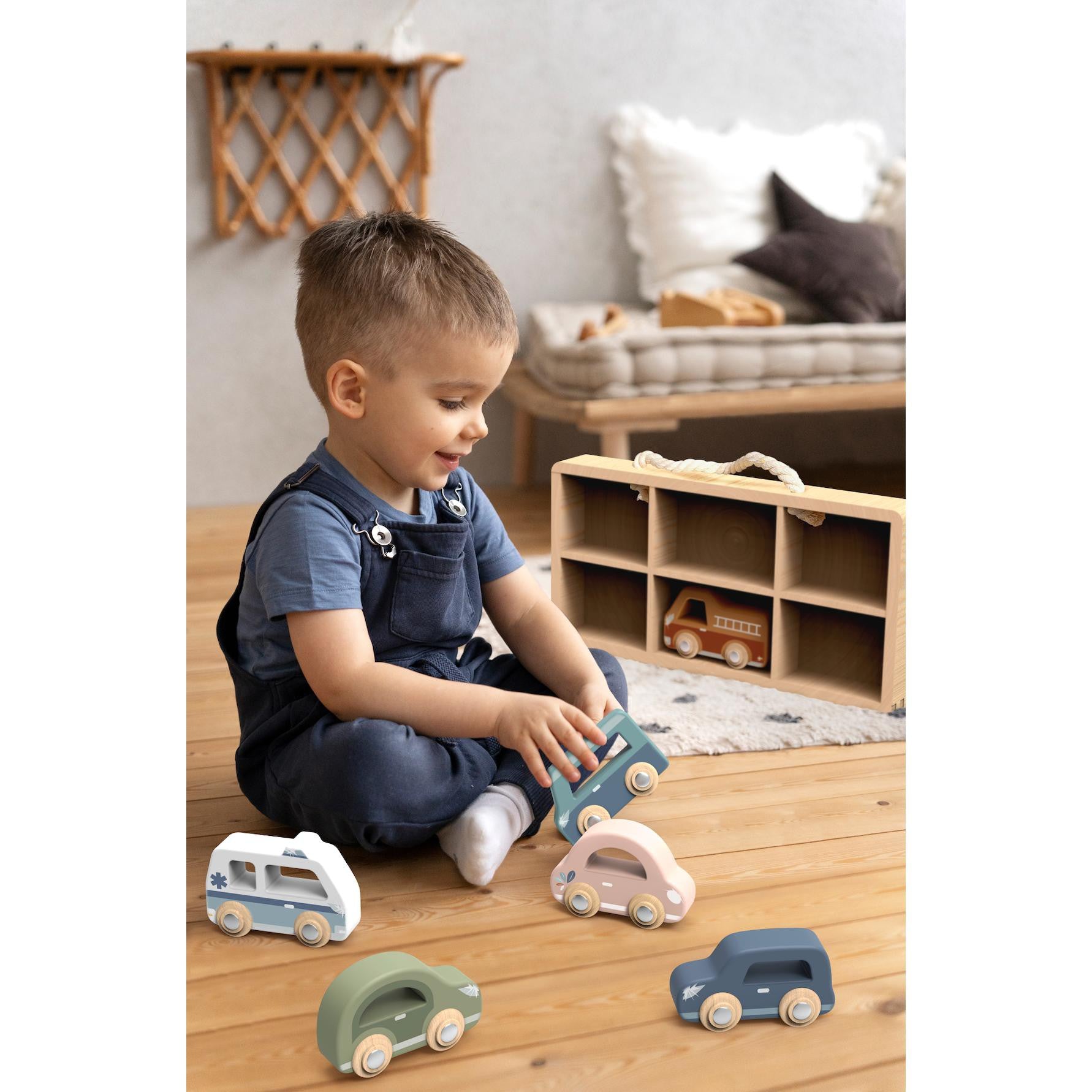 Speedy Monkey Car Display Case With 6 Vehicles