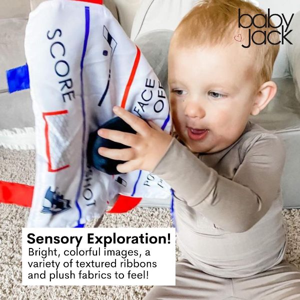 Baby Jack The Learning Lovey Hockey Puck Sports Tag Toy Sensory Soother