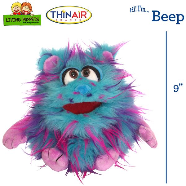 Living Puppets: Beep The Blue Friendly Monster - 9" Plush Hand Puppet