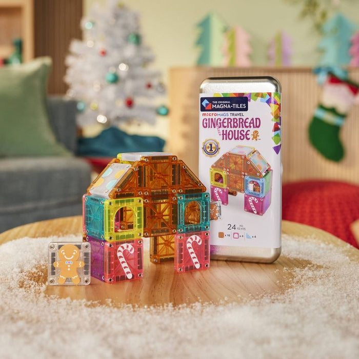 MAGNA-TILES MicroMAGS Travel Gingerbread House Toy Set