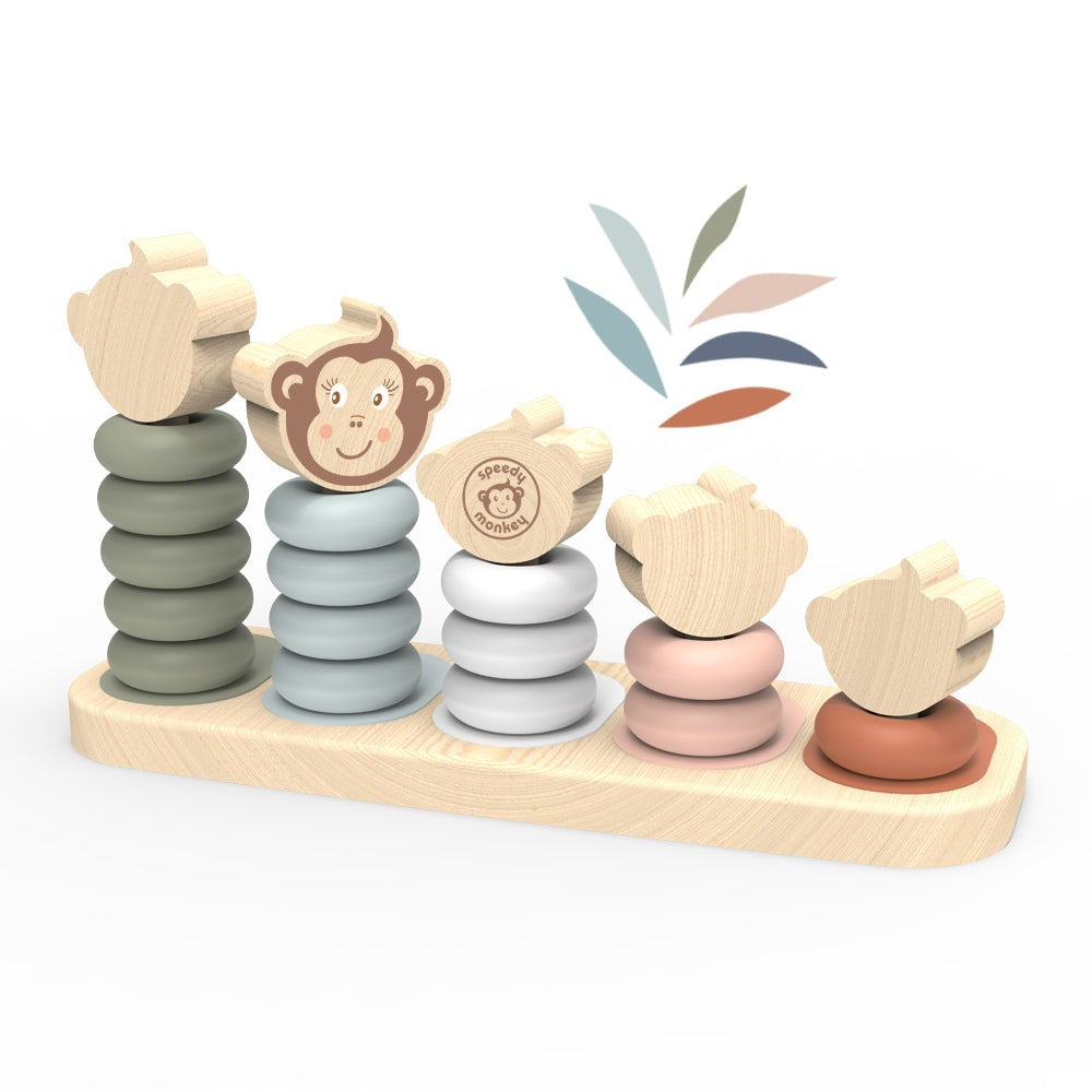 Speedy Monkey Wooden Family Stacker Montessori Educational Toy
