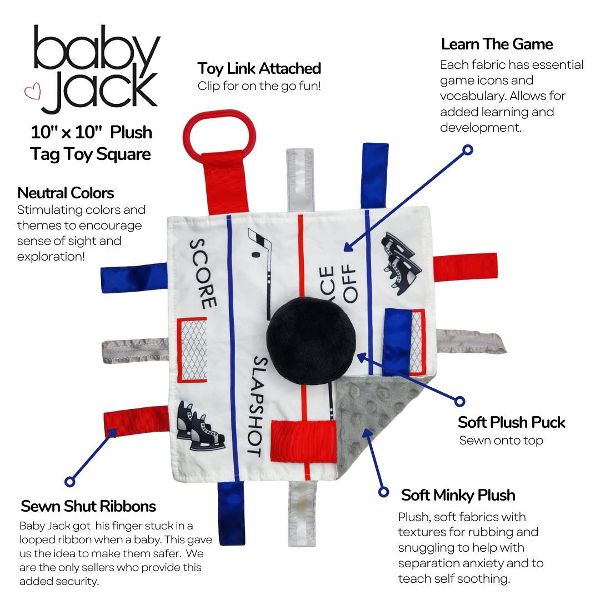 Baby Jack The Learning Lovey Hockey Puck Sports Tag Toy Sensory Soother
