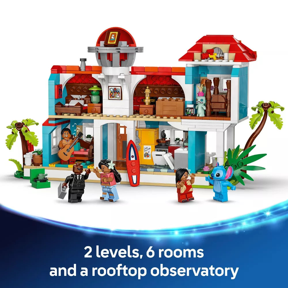 LEGO Disney Lilo and Stitch Beach House Building Toy with 5 Minifigures 43268